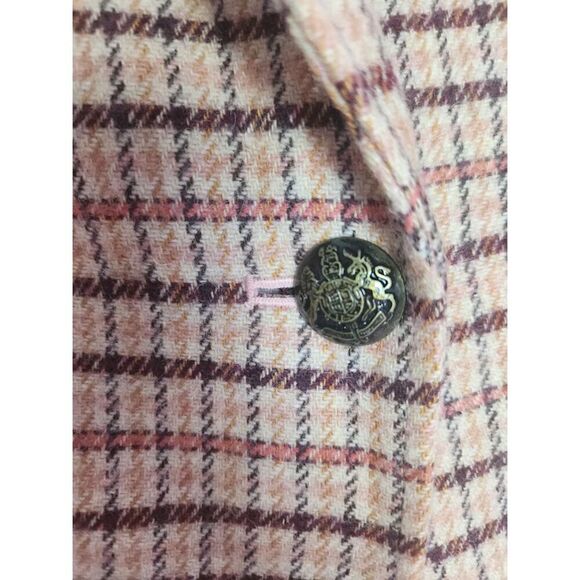 NWT Talbots  Cream Pink Brown Houndstooth Wool Blend Blazer size 12 Petite - Picture 2 of 10